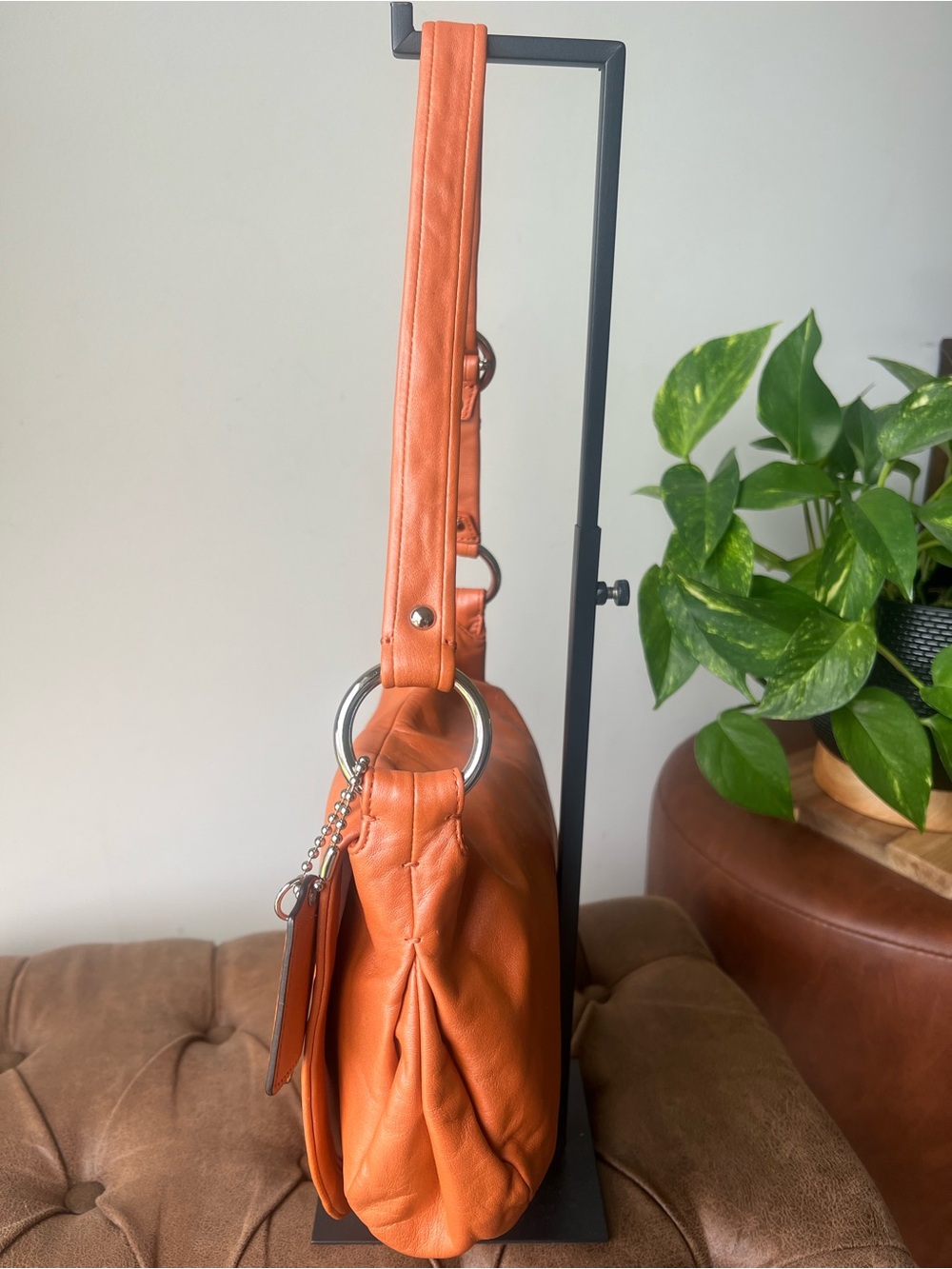Coach Ali Leather Hobo Bag In The Color Tangerine Style 13652 - Picture 5 of 15